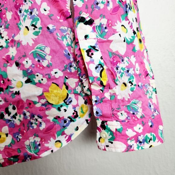 Holding Horses Anthropologie Isla Pink Floral Button Down Long Sleeve Top - Picture 9 of 12